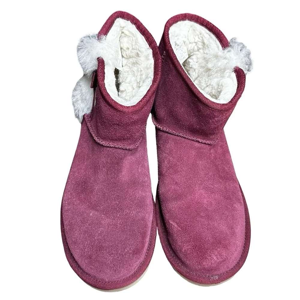 Koolaburra by UGG Victoria Burgundy Suede Short Ankle Mini Booties Size 7
